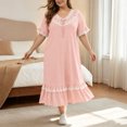 thumbnail image 5 of Stamzod Long Nightgowns for Women Plus Size Fashion Cute Lace Ruffled Versatile Night Gown Casual Loose Short Sleeve Pajama Dress L, 5 of 6