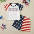 thumbnail image 2 of WUANDIXFA Toddler Boy Outfits 4th of July Baby Boy Outfit Flag Short Sleeve Shirt Shorts 2Pcs Toddler Boys Fourth of July Outfits Blue,18-24 Months, 2 of 7