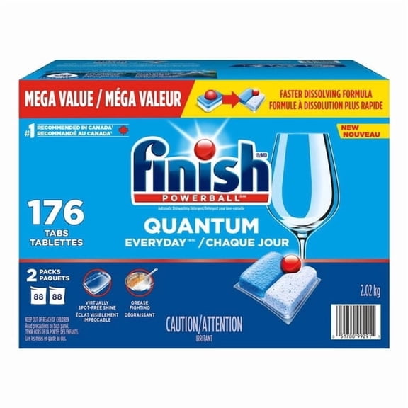 Finish Powerball Quantum Everyday Dishwasher Detergent Tablets, Mega Value Pack - 176 Count, 2.02 kg