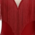 thumbnail image 2 of Women Tango Samba Dancewear Tassel Fringe Latin Dance Leotard Long Sleeve Bodysuit Competition Stage Performance Costume, 2 of 7