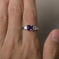 thumbnail image 3 of Natural Amethyst Rings Princess Cut Purple Gemstone Rings February Birthstone 925 Silver Rings Vintage Ring, 3 of 3