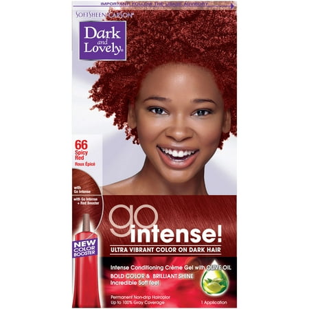 SoftSheen-Carson Dark and Lovely Go Intense Ultra Vibrant Hair Color on Dark Hair, Permanent Hair Dye, Spicy Red (Best Dye For Dark Hair To Go Blonde)