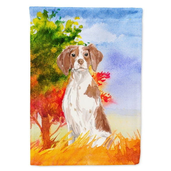 Carolines Treasures CK1954GF Fall Brittany Spaniel Flag Garden Size  Small multicolor