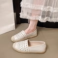 thumbnail image 2 of Womens Perforated Espadrille Flats Breathable PU Faux Leather Slip On Casual Shoes Jute Sole Comfortable Summer Flat White,Size 6, 2 of 9