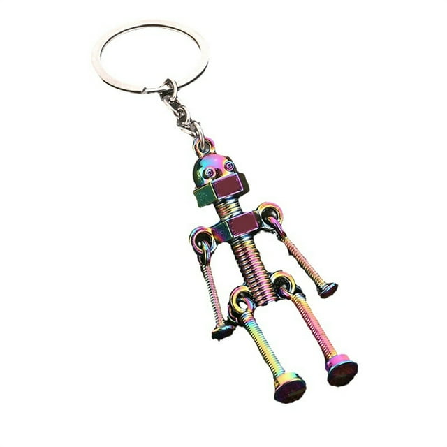 Hearth & Gear Mechanical Screw Robot Keychain Movable Joint Robot Car Key Holder For Men Backpack Bags Wallet Pendant