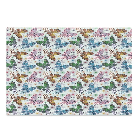

Butterfly Cutting Board Floral Arrangement with Vibrant Colored Butterflies with Design Elements Decorative Tempered Glass Cutting and Serving Board Large Size Multicolor by Ambesonne