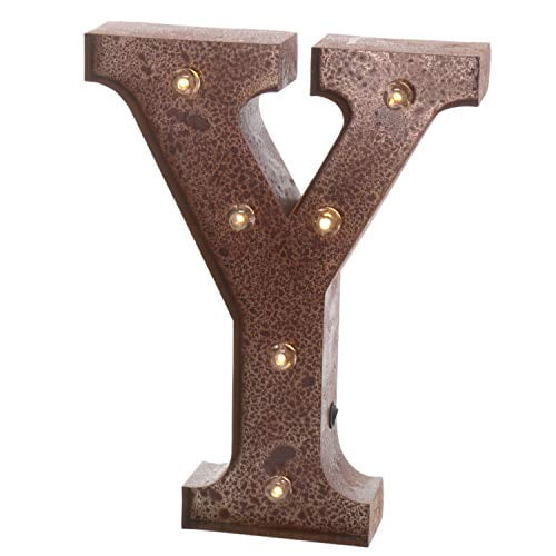 Barnyard Designs Metal Marquee Letter Y Light Up Wall Initial Wedding ...
