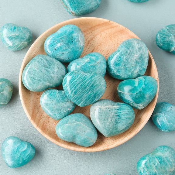Natural Amazonite Heart Palm Stones Crystal Pocket Stone for Reiki Balancing Meditation Home Decoration 30~35mm