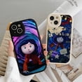 thumbnail image 2 of Funda de teléfono de Anime c-coraline, carcasa de cuero con textura de silicona suave negra para IPhone 15, 14, 11, 13, 12 Pro Max, Mini, X, Xr, 8 Plus, SE2020, 2 of 5
