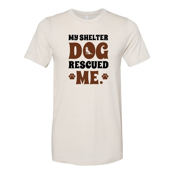 Unisex Adult Fit My Shelter Dog Rescued Me Brown Paws Short Sleeve T-shirt-Cement Triblend-Small