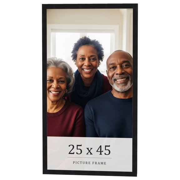 25x45 Frame Black Real Wood Picture Frame Width 0.75 inches | Interior Frame Depth 0.5 inches |