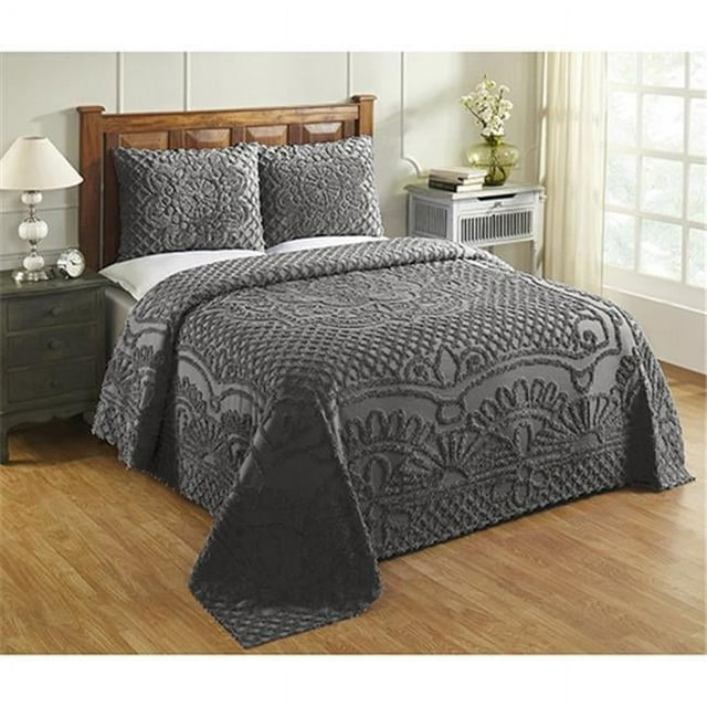Better Trends BSTRDOGRY Better Trends Trevor Collection 100% Cotton Full/Double Bedspread Set in Gray