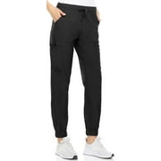 Hey Collection Scrubs Mid-Rise 4-Way Stretch Medical Scrub Joggers Pants with Four Pockets, Black, M