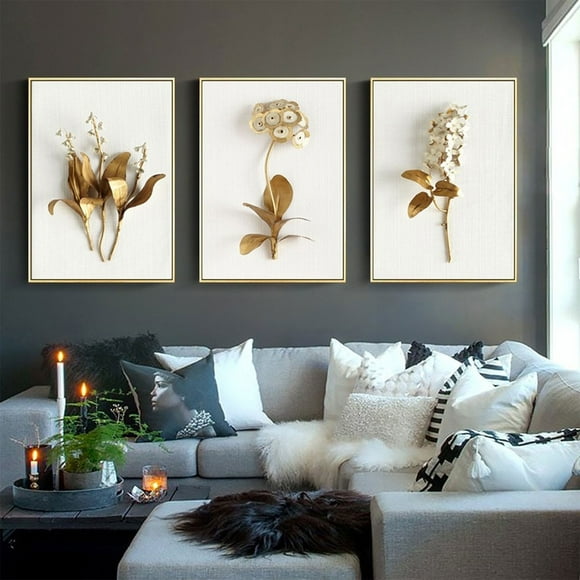 decor hanging,3 Piece Set Modern Wall Art Flower Print Large Canvas Painting Picture Abstract(No Frame）
