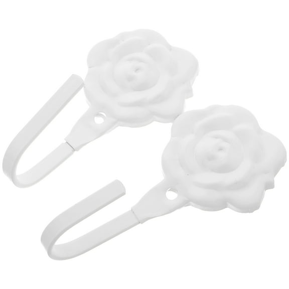Masteelf  2 Pcs Retro Wall Mounted Hooks Flower Curtains Holder White