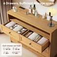 thumbnail image 6 of Dresser for Bedroom with Power Outlet, 47" Wide 6 Drawer Dresser with Extra Thick MDF Panel Frame, Wood Chests of Drawers for Bedroom, Hallway, Entryway, Natural Walnut, 6 of 9