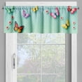 thumbnail image 3 of Ambesonne Butterfly Valance Pack of 2, Polka Dot Wings Flowers, 42"X18", Almond Green Pink Mustard, 3 of 5