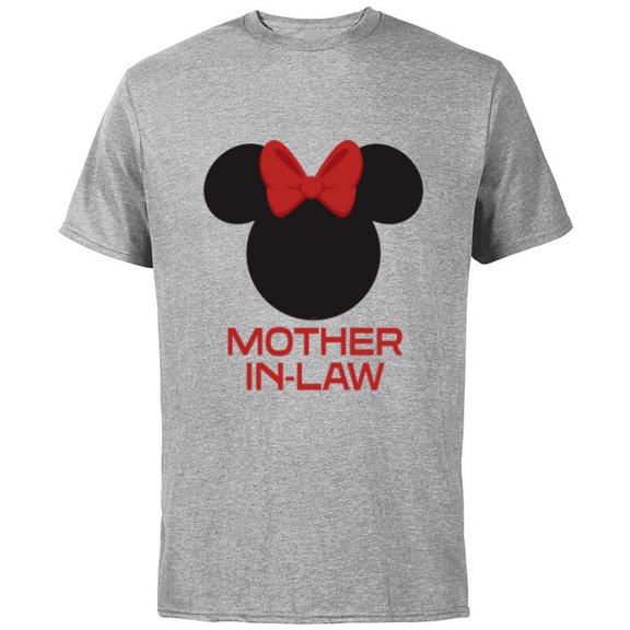 Disney Minnie Mouse Mother-in-Law Red Bow Mother’s Day - Short Sleeve Cotton T-Shirt for Adults - Customized-Athletic Heather