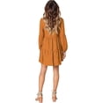 thumbnail image 5 of Womens Tunic Dress Long Sleeve V Neck Casual Loose Flowy Swing Shift Dresses Yellow XL, 5 of 9