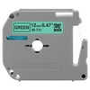 Brother Genuine P-touch M-731 Tape, 12mm (0.47") Standard Non-Laminated Label Maker Tape, Black on Green, M731