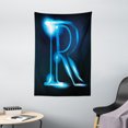 thumbnail image 1 of Letter R Tapestry, Writing Language with Futuristic Design Elements Modern Themed Calligraphy Print, Wall Hanging for Bedroom Living Room Dorm Decor, 40W X 60L Inches, Blue Black, by Ambesonne, 1 of 2
