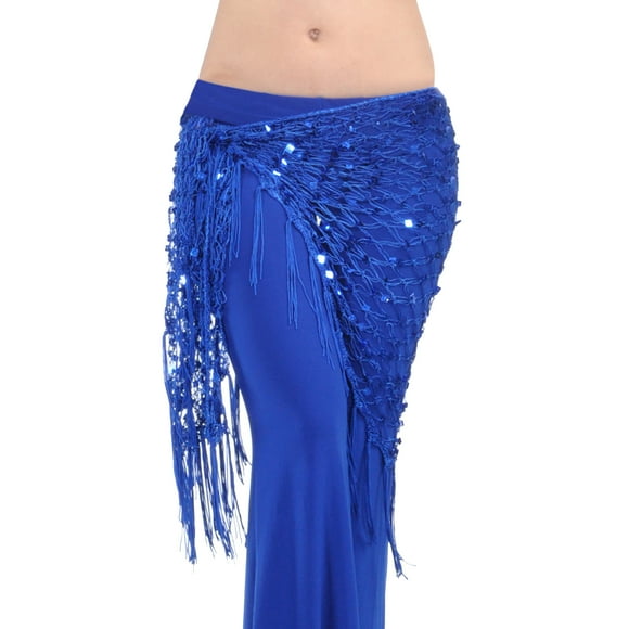 BellyLady Belly Dance Hip Scarf, Egyptian Triangle Shawl-NavyBlue