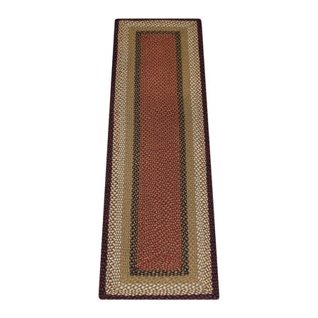 Home Indoor Decorative Jute C-019 Burgundy, Mustard Braided Rug , Rectangle 2'x8'