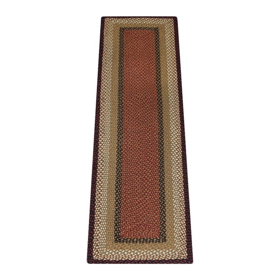 Home Indoor Decorative Jute C-019 Burgundy, Mustard Braided Rug , Rectangle 2'x8'