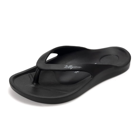 Luffymomo Womens Flip Flops Sandals Slip on Sport Summer Beach Thong(9 M US Black Women)