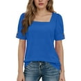 thumbnail image 2 of Xuyuer Womens Tops Summer Short Sleeve Shirts Square Neck Spring Outfits 2026 Fashion Solid Color Clothing Blouses, 2 of 7