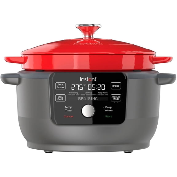 Instant Precision Cast Iron 11.4" x 10" Dutch Oven Black/Red (140-0038-01) 140003801