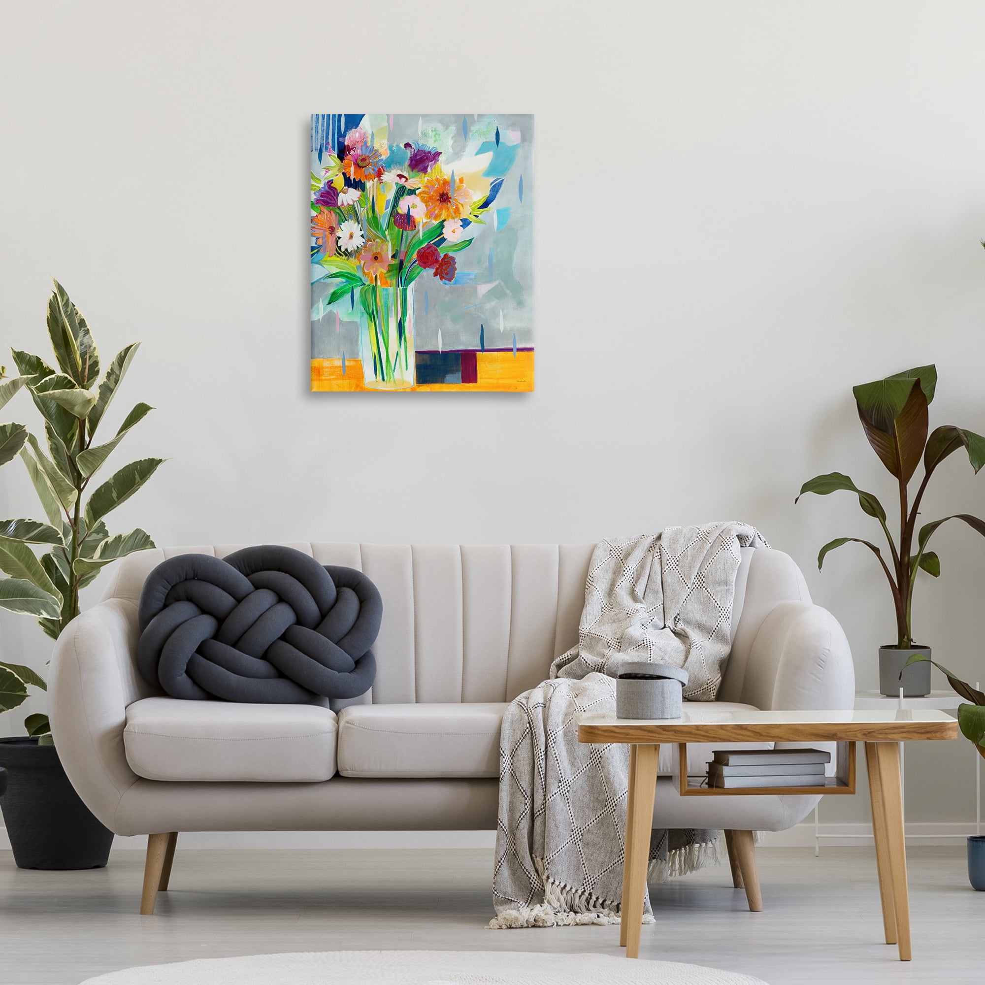 Stupell Industries Florals on Blocked Background Plants & Flowers Painting Wrapped Canvas Art Print Wall Art, 24 x 30
