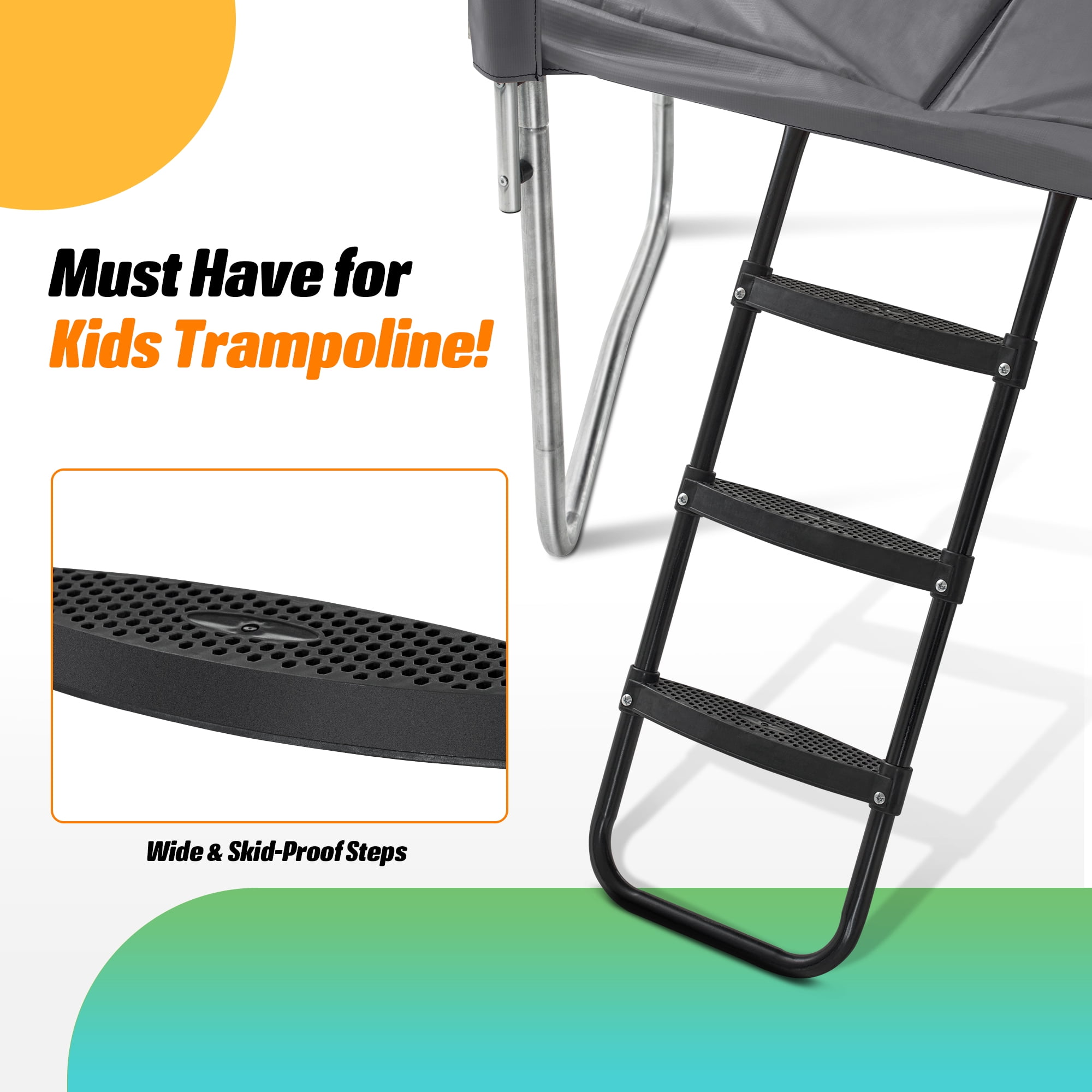 Exacme 8 x 12 FT Outdoor Rectangle Trampoline for Kids, 330lb Capacity Recreational Trampolione with 4 Wind Stakes, Storage Bag, Ladder(Gray)