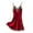 Wine, variant on Samickarr Mini Nightdress Lingerie For Women Silk Nightgown Sleeveless Chemise Slip Lace Dress V Neck Nightwear Satin Homewear Sleepwear