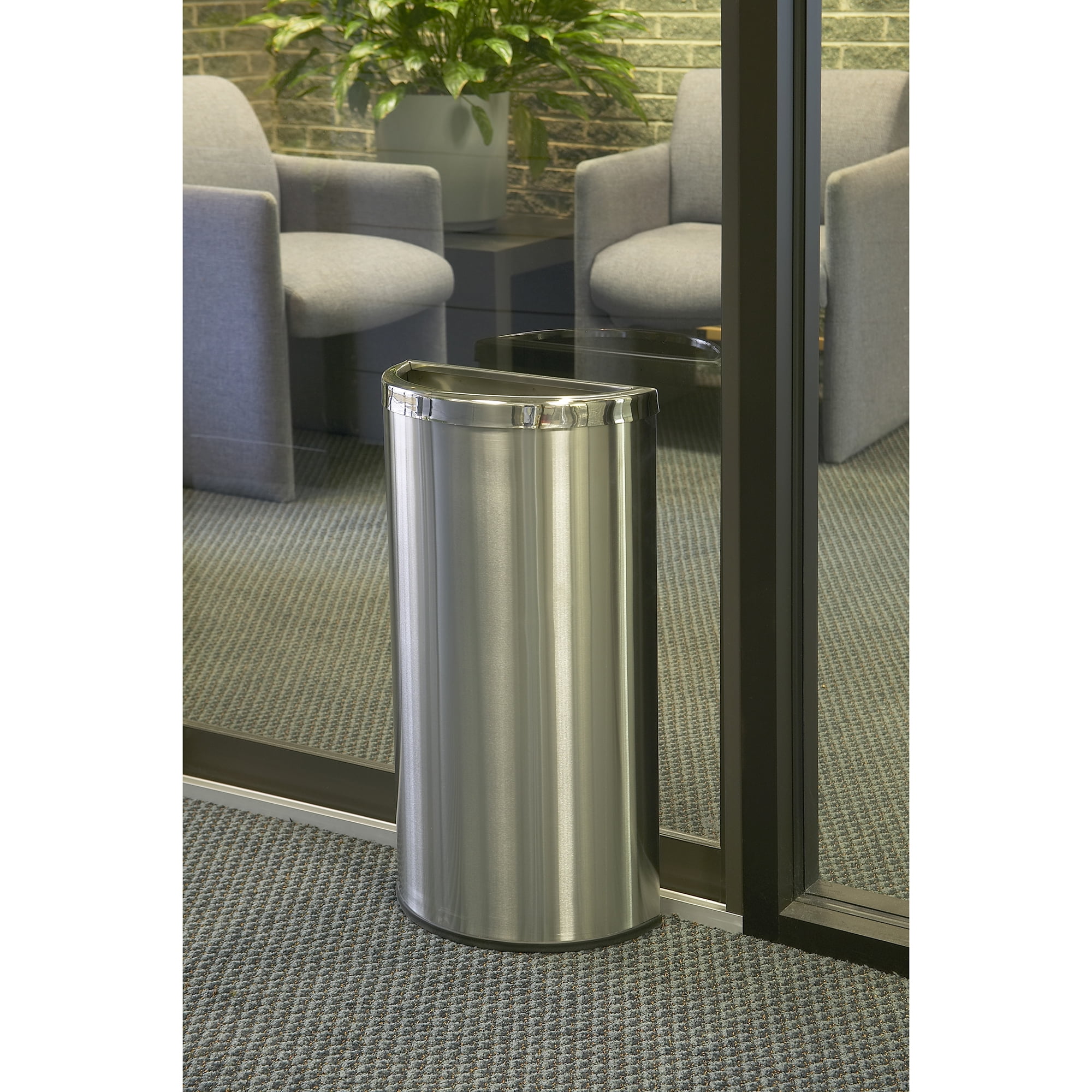 Commercial Zone Precision Series Half Moon Indoor Trash Can Stainless Steel  8 Gal. (780929) : Target