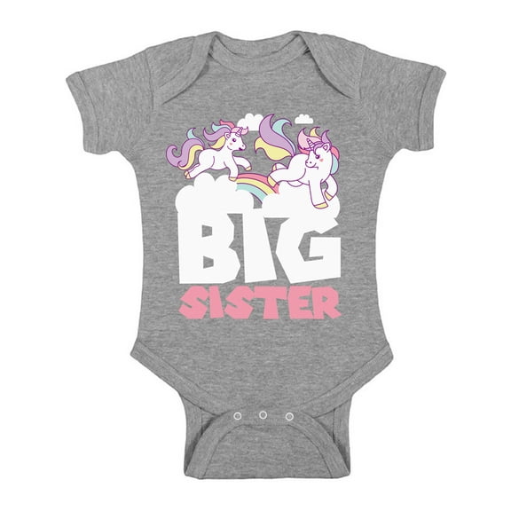 Awkward Styles Unicorn Baby Bodysuit Short Sleeve Unicorn Top Big Sister One Piece Sister One Piece Top Birthday Gifts for Baby Girls Bodysuit for Little One Cute Baby Clothing for Girls Kids Gifts