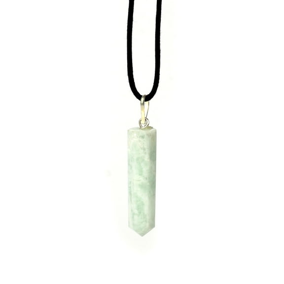 Natural Amazonite Crystal Pendant Necklace - For Empowerment Courage Harmony Happiness Balance Prosperity Amazons - Raw Birthstone on Adjustable Length Cord - Real Gemstone Chakra Healing Charm