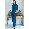 thumbnail image 2 of KOH KOH Long Pants Formal Cocktail Evening One Piece Fall Pockets Dressy Jumpsuit Romper Suit Casual Outfit Playsuit Tall 3/4 Short Sleeve For Women Dark Blue Jade Medium US 8-10 NT118, 2 of 6