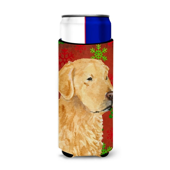 Golden Retriever Red Green Snowflake Holiday Christmas Ultra Hugger for slim cans