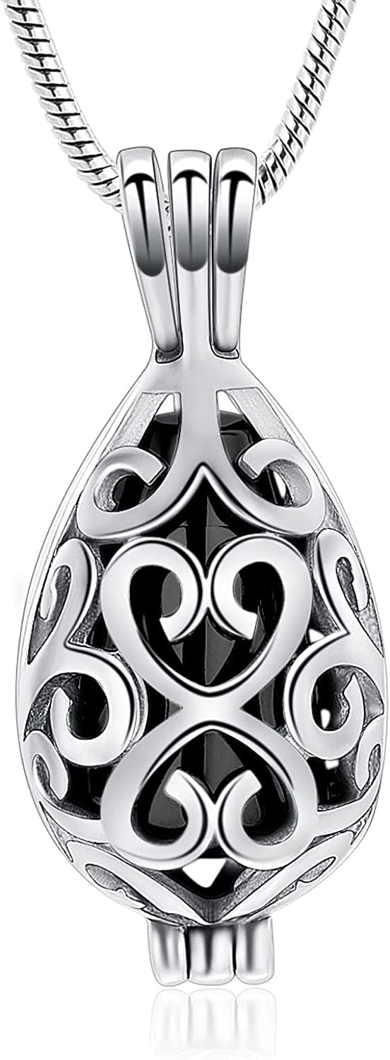 Hollow Urn Cremation Jewelry for Ashes Teardrop Keepsake Necklace