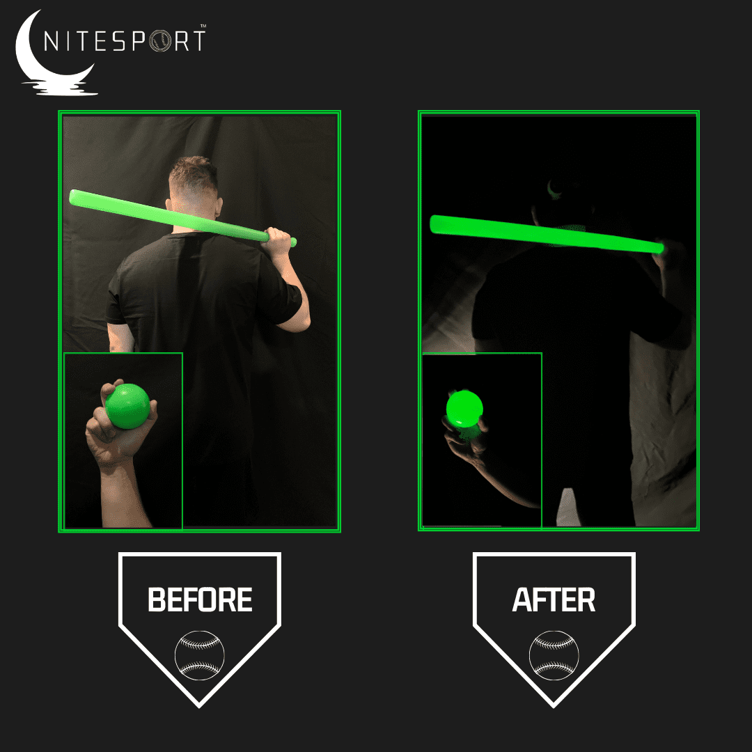 NiteSport Glow-in-the-Dark Plastic Baseball Bat Set - Electric Lime