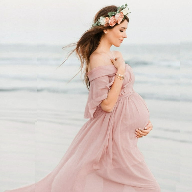NIUREDLTD Maternity Dress For Photoshoot Photography Solid Women Short  Props Sleeve Pregnants Dress Maternity Ruffles Maternity dress Pregnancy  Dress