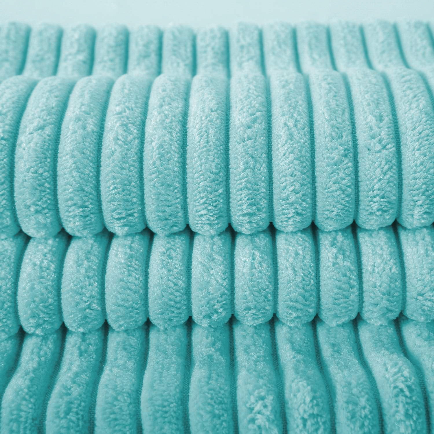 Soft Corduroy Striped Velvet Rectangle Decorative Throw Pillow Cusion For Couch, 12" x 20",Aqua Blue, 1 Pack