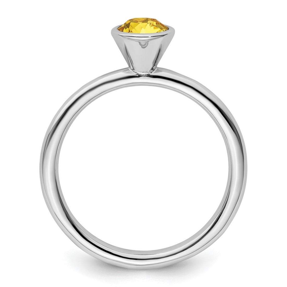 925 Sterling Silver Bezel Polished Stackable High 5mm November Crystal Ring Size 10 Stackable Ring for Women