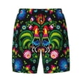 thumbnail image 4 of Lsque Mens Swim Trunks Roosters and Flowers Pattern - Bathing Suit Compression Liner - Beach Swim Shorts Swimwear - (S-3XL) - Stretch Quick Dry -Small, 4 of 9