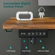 Electric Stand up Desk, 63 Wide Desktop with Adjustable Height, Standing Computer Desk for Home Ofiice, Brown