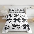 thumbnail image 3 of Feelyou Cartoon Black Bowknot Bedding Comforter Set for Kid, Football Soccer Print Twin Comforter Sets, Fashion Ribbon Reversible Bedding Set, Ultra Soft Bedroom Decor, 2 Pieces, 3 of 9