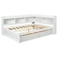 thumbnail image 5 of Furvclv Full Size Bed With L-shaped Bookcases, Pine Wood Platform Full Bed Frame With 2 Storage Drawers For Bedroom, No Spring Box Needed, 5 of 9