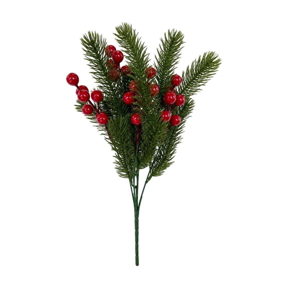 Christmas Artificial Flower Arrangement, Frosted Cedar Picks with Red Berries for Garden Home Living Room Balcony Decor
