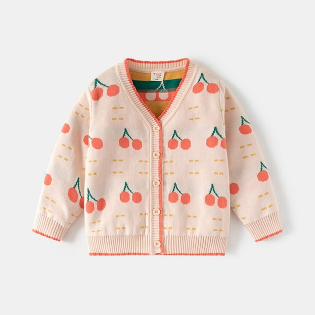 SYVGVA Cardigan en Tricot pour Filles Tout-Petits Manches Longues Veste Chaude Décontractée pour Automne et Hiver, Rose, 5 Ans
